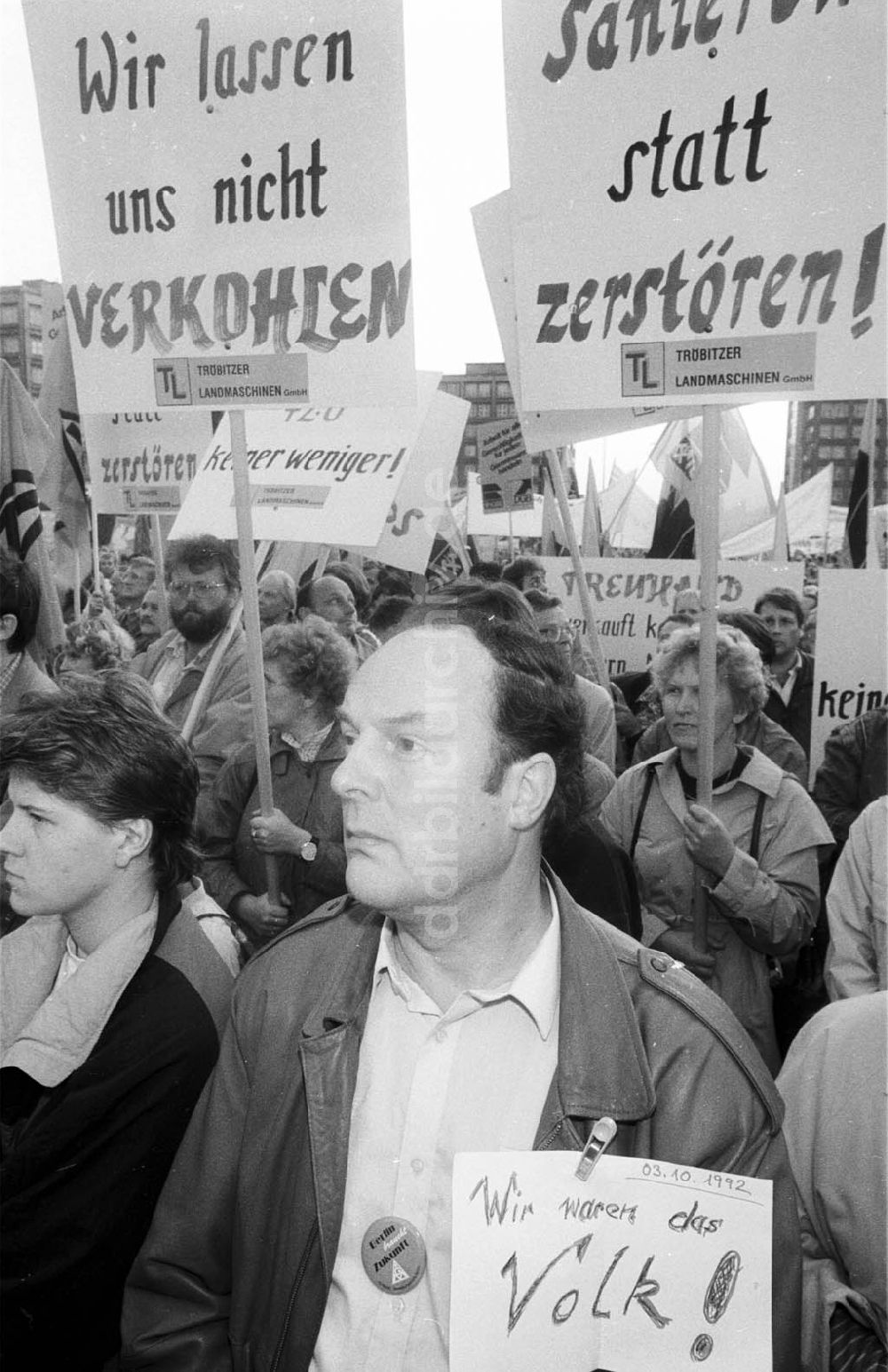 Berlin: DGB Demonstration auf dem Alexanderplatz 02.10.1992