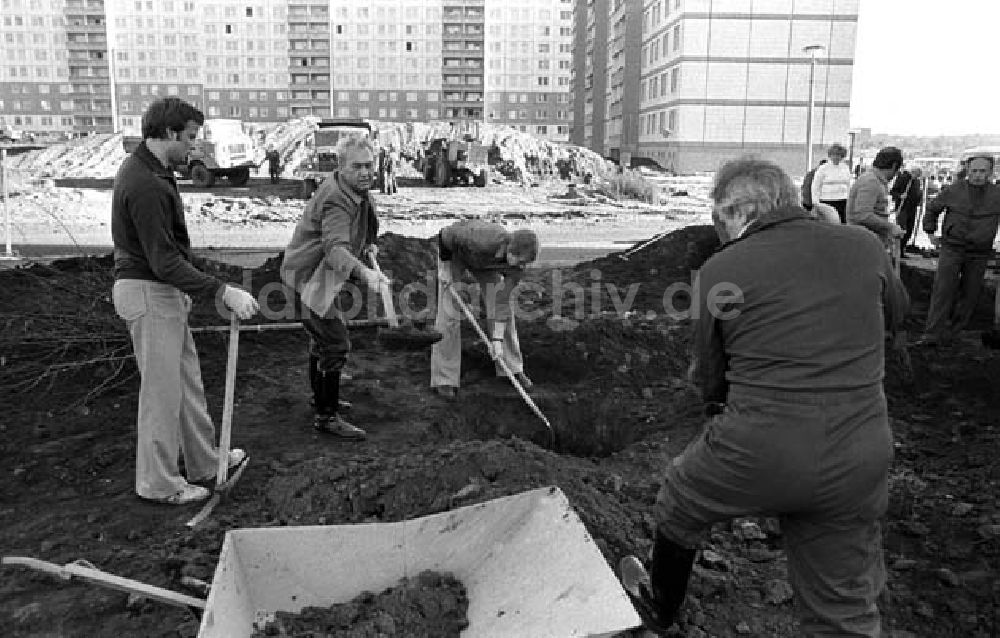 DDR-Fotoarchiv: Berlin - 24.09 1977 Greifswalder und Alt Glinicke mit dem Genossen Naumann Foto: Schönfeld