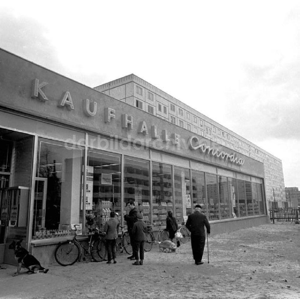 DDR-Bildarchiv: Berlin - Neueröffnete HO-Kaufhalle Concordia in Berlin-Mitte (Singerstr. Ecke Andreasstr.) Foto: Schönfeld